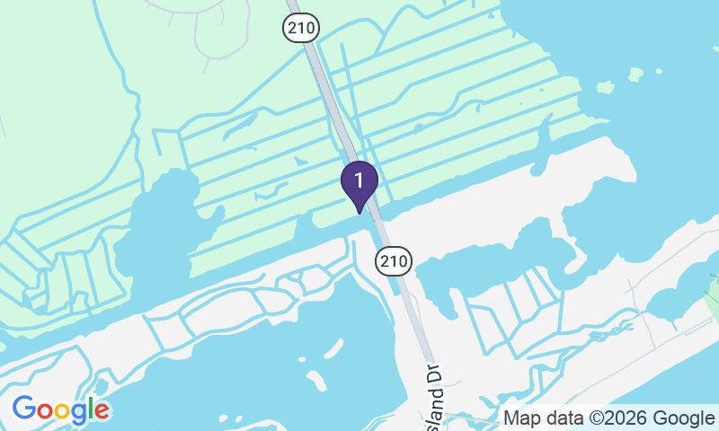 Map of Trooper Larry Walton Memorial Bridge (NC-210 over the ICW, into North Topsail Beach)