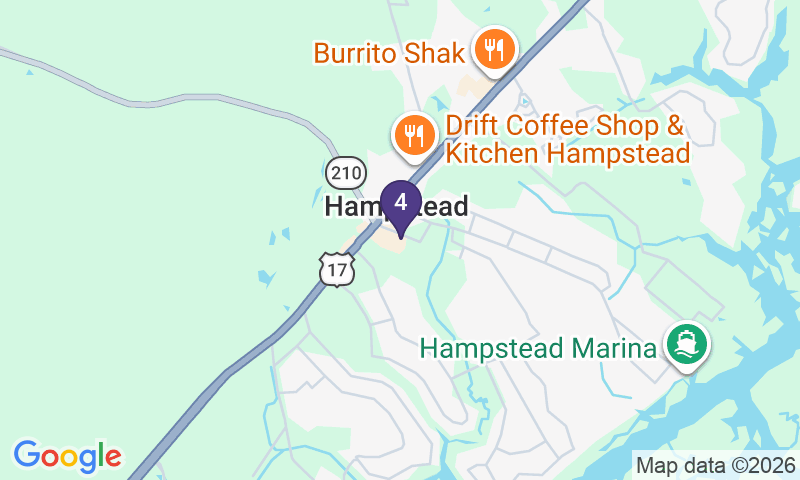 Map of US-17 commuter corridor (US-17, the Hampstead stretch)