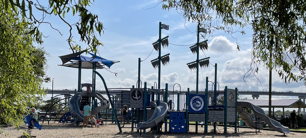 Soundside Park in Surf City, NC has two recently refurbished playgrounds suitable for fun for children of all ages.