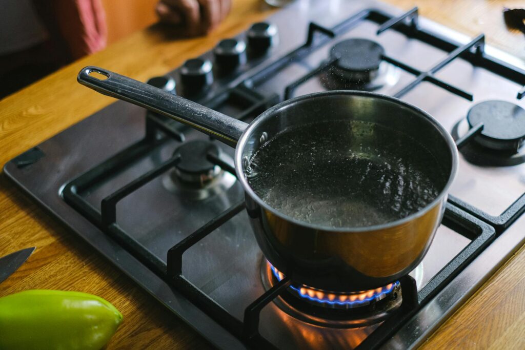 Photo by Anna Shvets: https://www.pexels.com/photo/boiling-water-in-pot-on-burner-12673645/